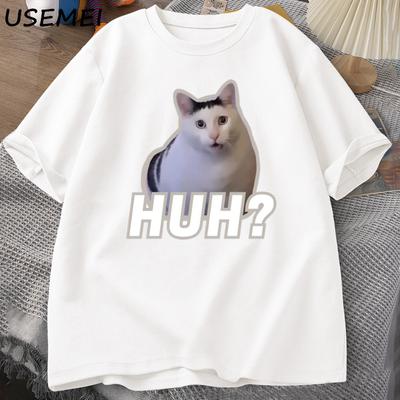 Huh Kočka Meme Tričko Vtipné Roztomilé Kočka Grafická Trička Unisex Módní Tričko Léto Páry Ležérní Bavlna Nadměrná Trička Oblečení
