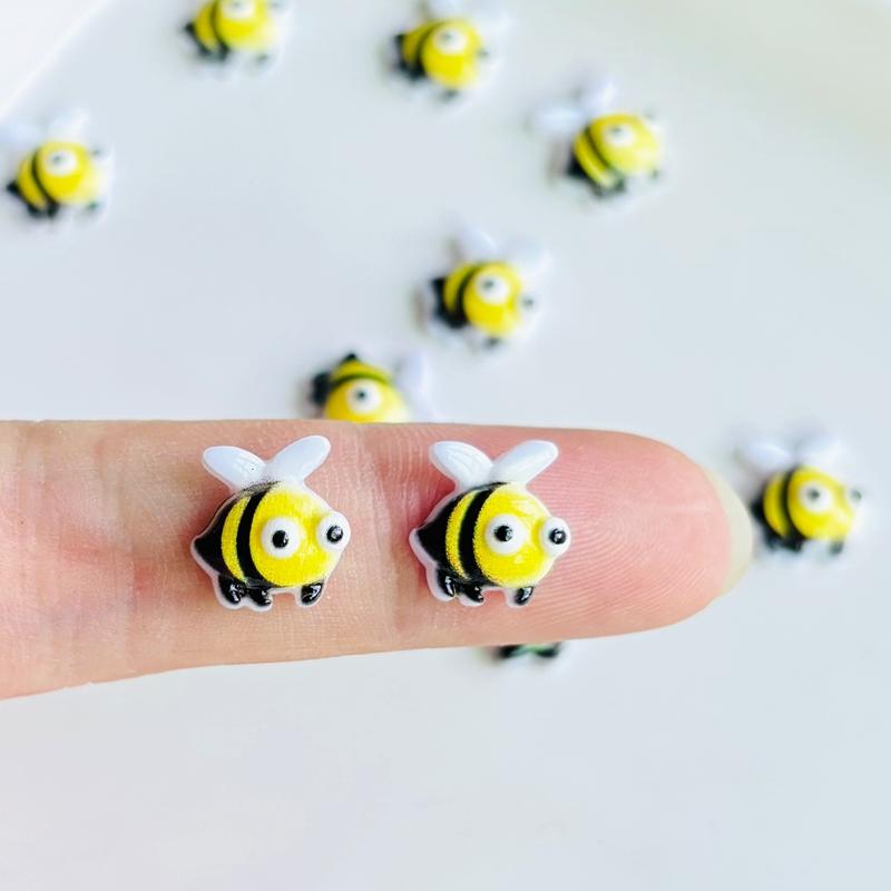 30/55Pcs New Cute Mini 3D Stereoscopic Little Bee Flatback Ornament Jewelry Making Manicure Hairwear Accessories A148