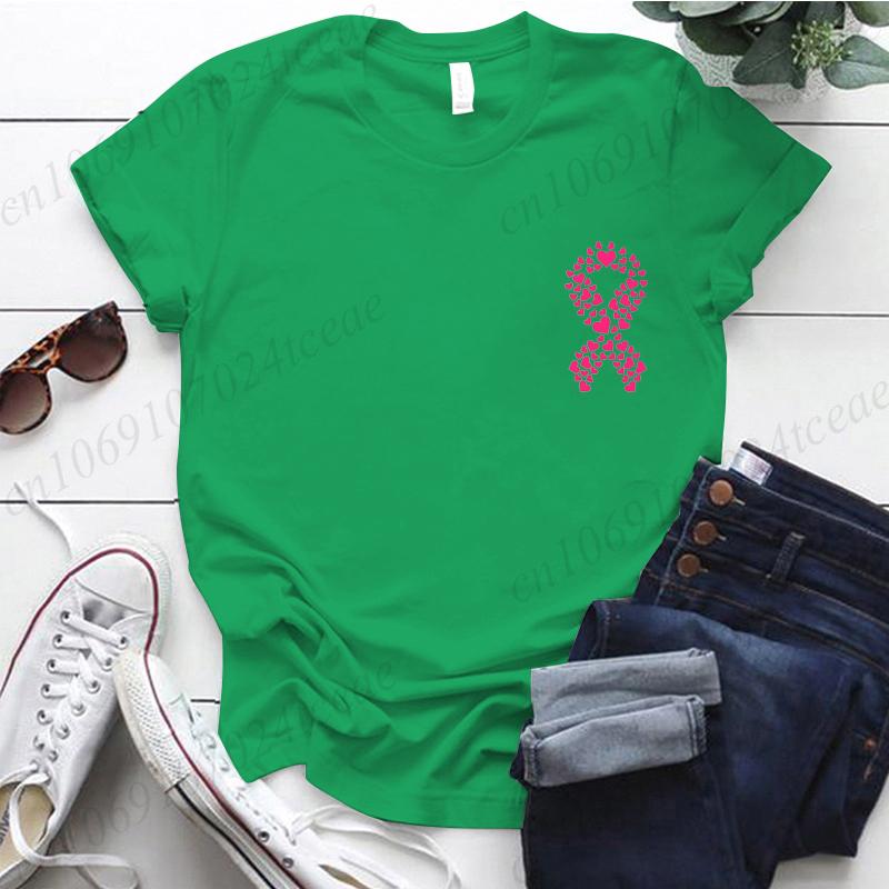 Breast Cancer Awareness Printed Women Tshirt Short Sleeve Pink Clothes Tops Breast Cancer Survivor Tee Shirt Clothing for Women