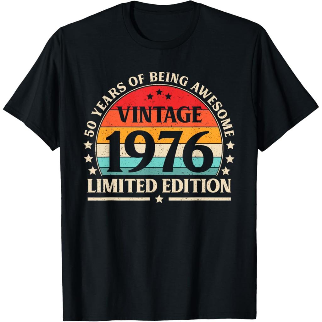 50th Birthday Vintage 1976 Limited Edition 50 Years Old T Shirts Unisex Streetwear Tee Shirt Short Sleeve Unisex Loose Clothing