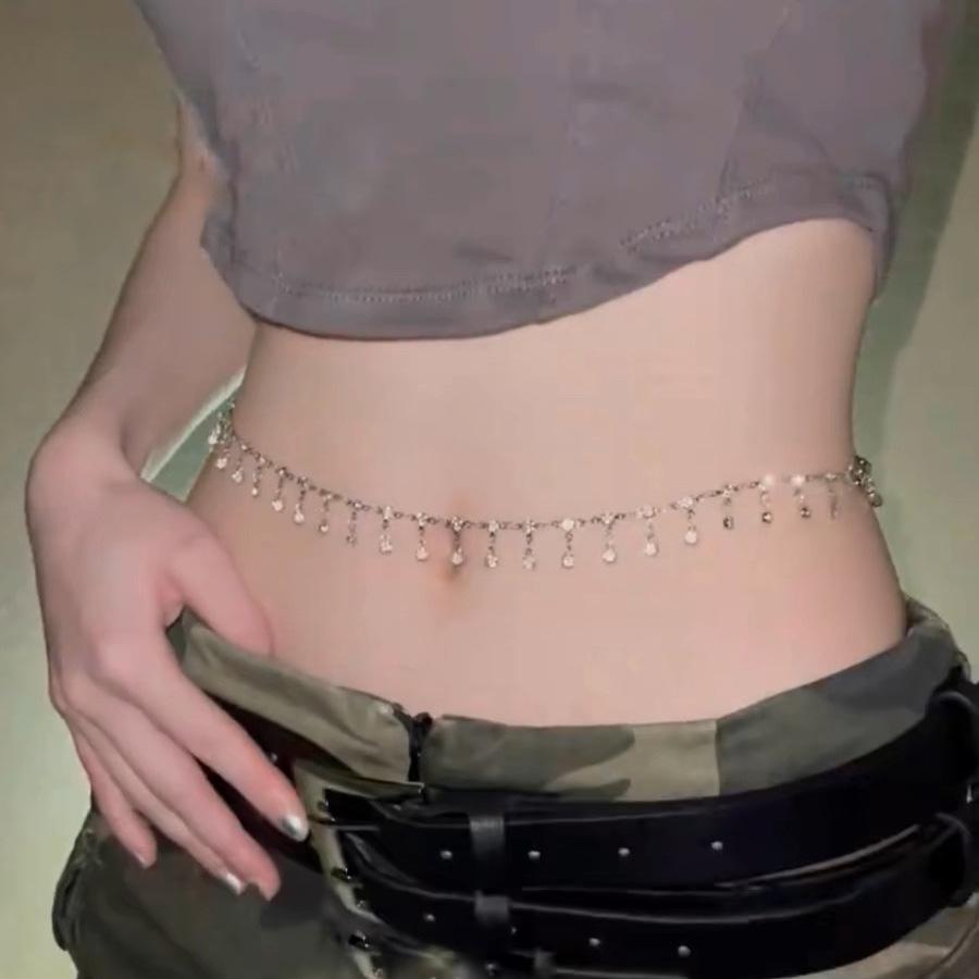 Rhinestone Waist Chain Women'S Summer Decoration Sexy Body Thin Chain With Skirt Necklace Anklet Belt Women'S Accessories