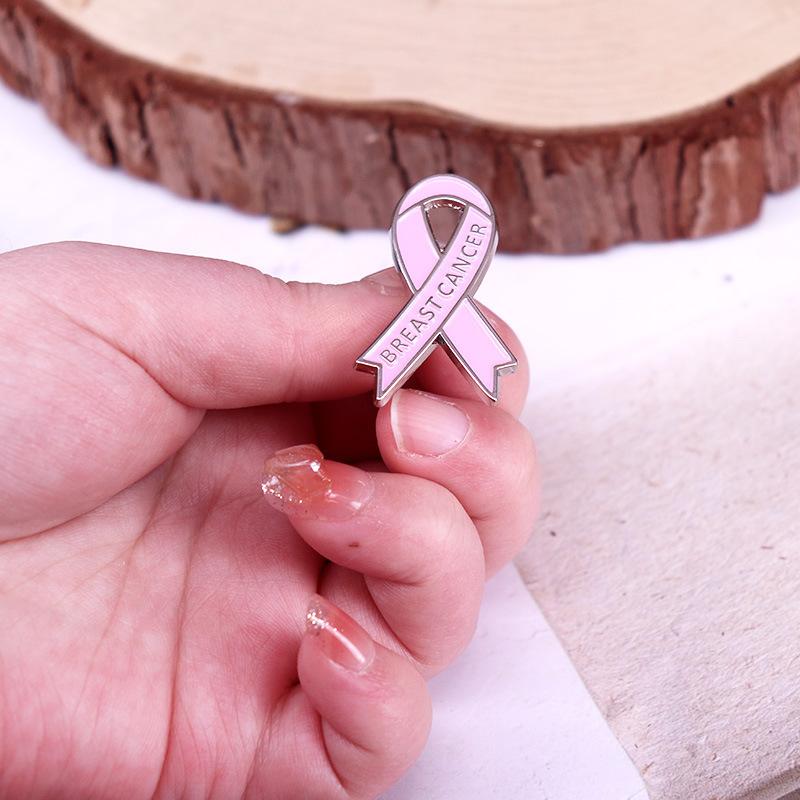 Pink Ribbon Brooch Design Promotional Breast Prevention Logo Pin Jewelry