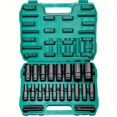 1/2 tums hylsnyckelsats, 20/15 st hylsnycklar(8–32 mm), CR-V Stål för Bilunderhåll, Reparationer och DIY-projekt