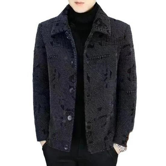 Herrförtjockad sammetsulljacka - Ny höst/vinter kort kappa