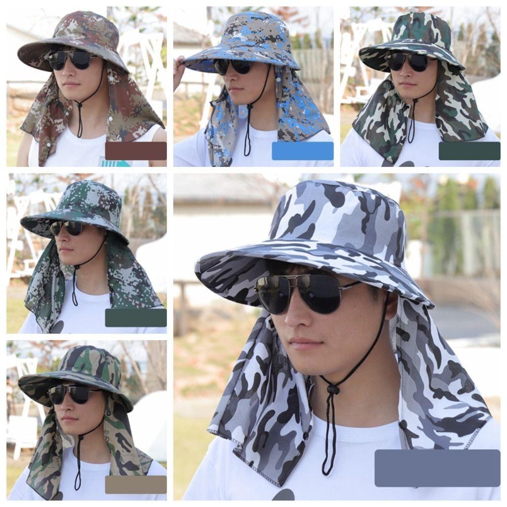 Neckline Mask Sunscrean Bucket Hat Cotton Cover Face Cap Simple Outdoor Fishing Cap  Sun Protection
