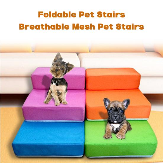 Scaletta Imbottita Animali Scala Per Animali BAKAJI 2 Gradini - Rullo Rimuovipeli, Rivestimento Sfoderabile Beige, Per Cani E Gatti Anziani Rampa Cani Gatti