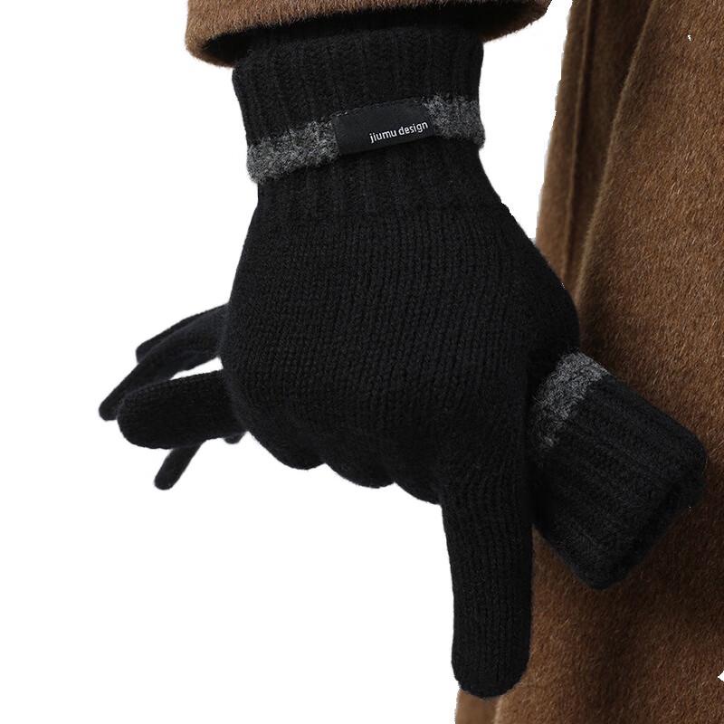 JIUMU Men's Wool Knit Winter Gloves