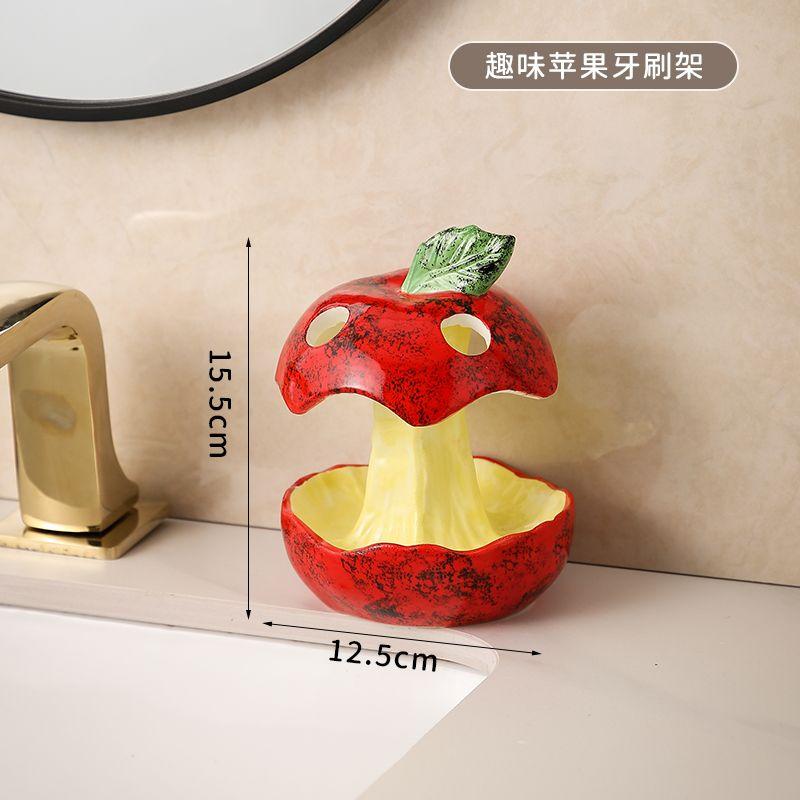 

BEPAN Bathroom electric toothbrush and toothpaste storage rack Ceramic bathroom washstand Dental storage rack 3 holes красный