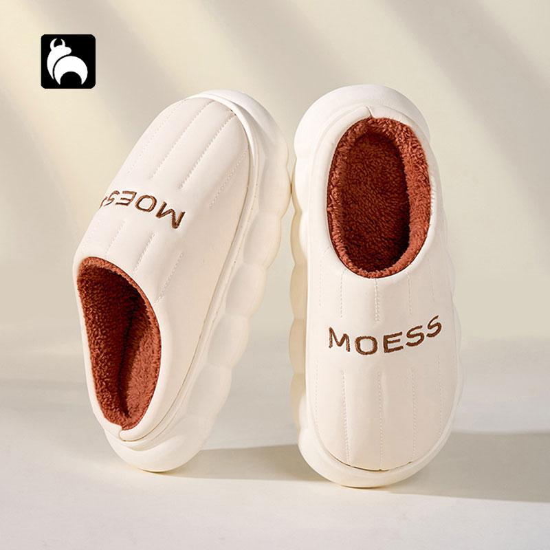 

Mo Dou непромокаемые хлопковые тапочки вамп для женщин и мужчин, домашние теплые тапочки с плюшевой подкладкой и завернутым носком, лаконичная домашняя обувь 40-41 коричневый