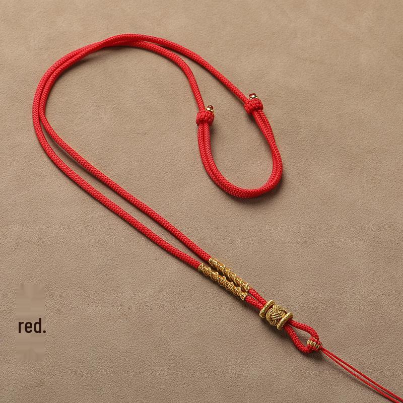 Hand-Woven Black Jadeite Gold Pendant Rope for Men & Women