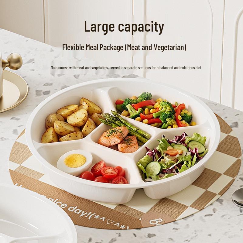 Portable 5-Compartment Meal Plate for Meal Prep, Steaming, Fruit, and Snacks