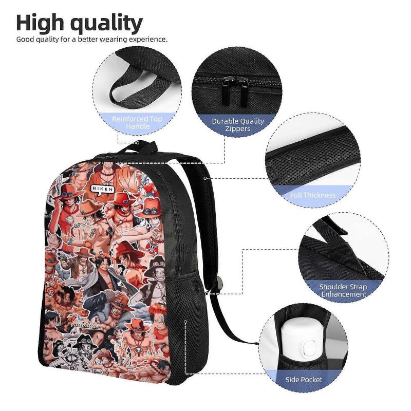 PortgasD Ace Anime Backpack Cartoon Travel Bags 3D Printed Casual Daypacks-SYS191