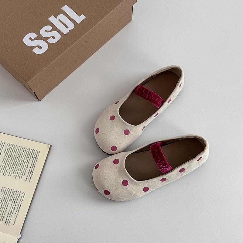 Cute polka dot Mary Jane single shoes women's summer new one-pedal flat-bottomed comfortable casual single shoes