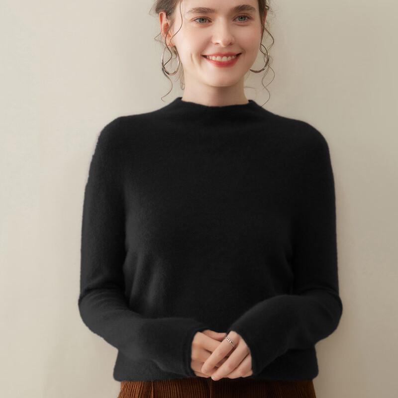 

Women s Semi-High Neck Cashmere Blend Sweater 2XL