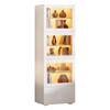 Vetrina 60*40*173cm con Porta in Acrilico, Finitura Lucida, Illuminazione LED, 3 Ripiani in Vetro, Bianco