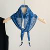 Hong Kong style retro versatile silk scarf fashion triangle scarf high sense elegant temperament accessories thin neck headscarf multi-purpose