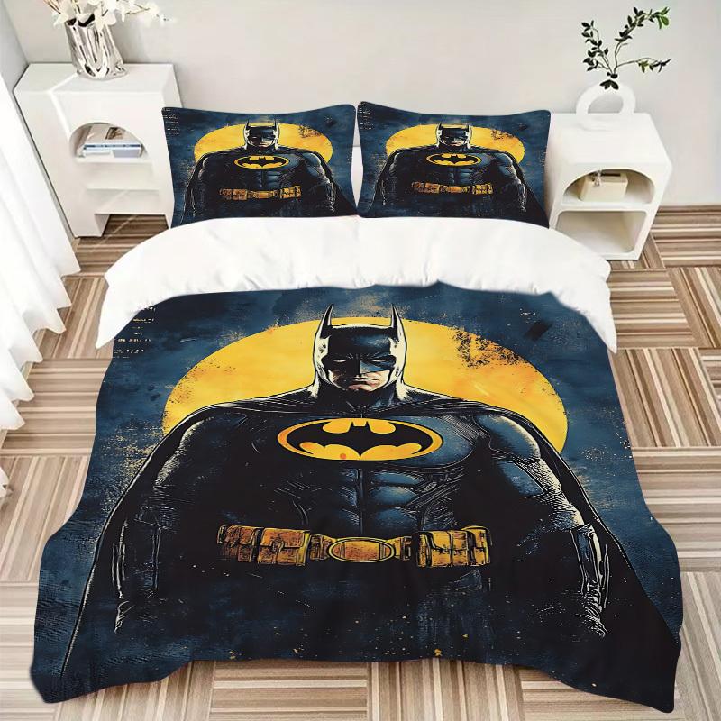3pcs Batman Moonlight Bedding Set, Soft Polyester Duvet Cover and Pillowcases Machine Washable Seasons All Suitable & Guest Room Decor265