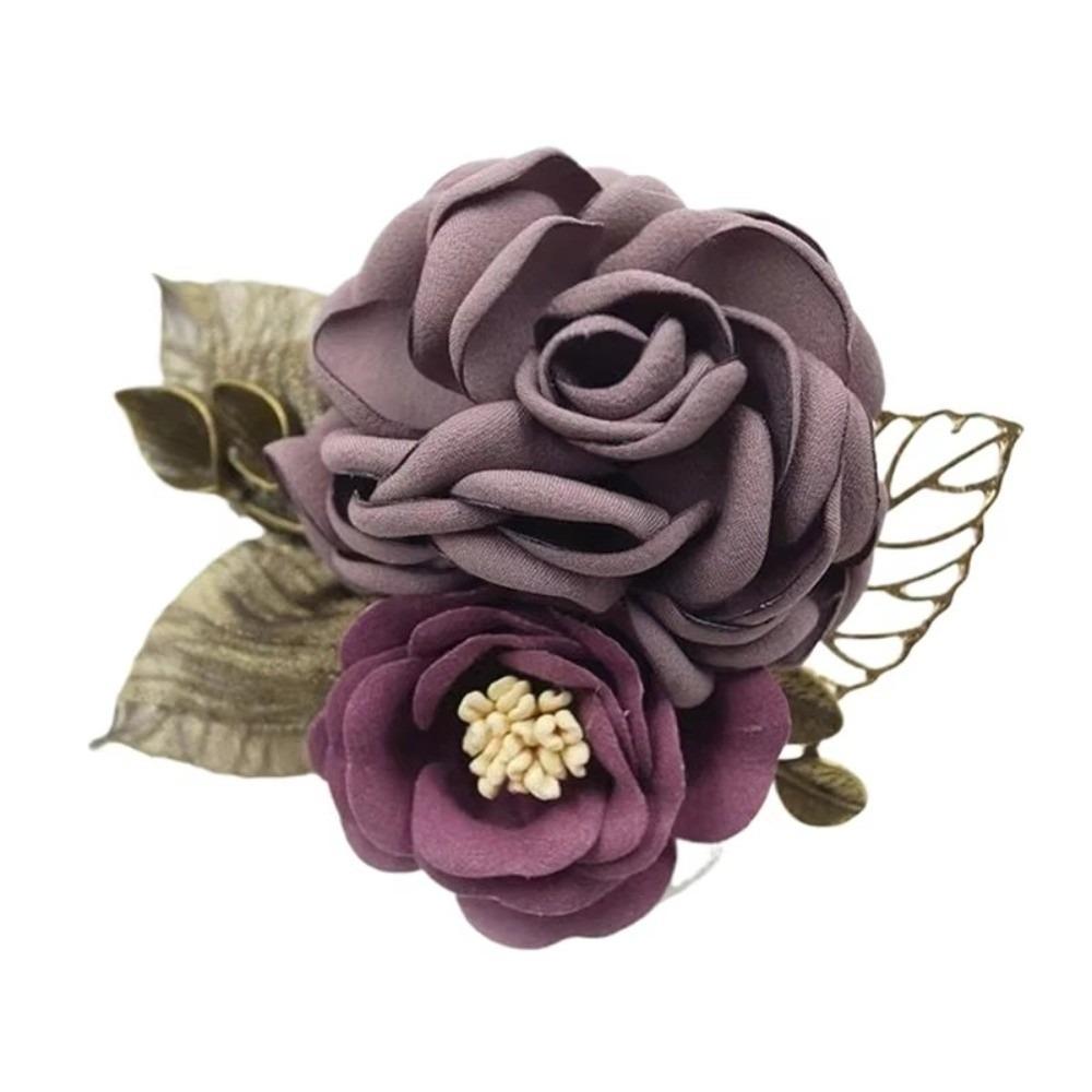 

Luxury Elegant Rose Brooch Large Dual-Use Fabric Flower Brooch Handmade Flower Hair Clip Women Clothing Accessories