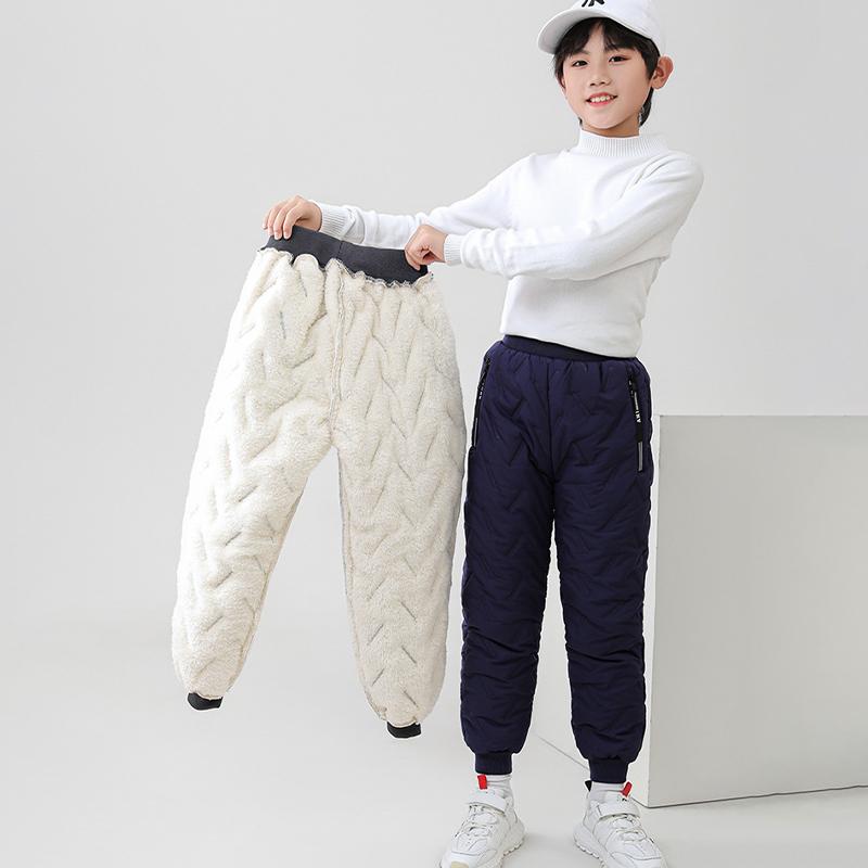 Girls Winter Warm Fashion Cashmere Cotton Pants For Boys Aged 3-12 Kids Casual Waterproof Thicken Sweatpants Children's Clothes