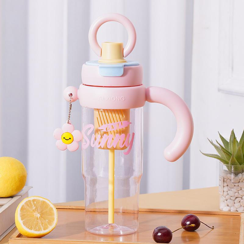 High value lifting ring Bingba cup food grade high temperature resistant tea separation plastic cup large capacity portable straw water cup