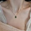 French Simple Four-Color Zircon Pendant Necklace, Women's 18K Gold-Plated Clavicle Chain