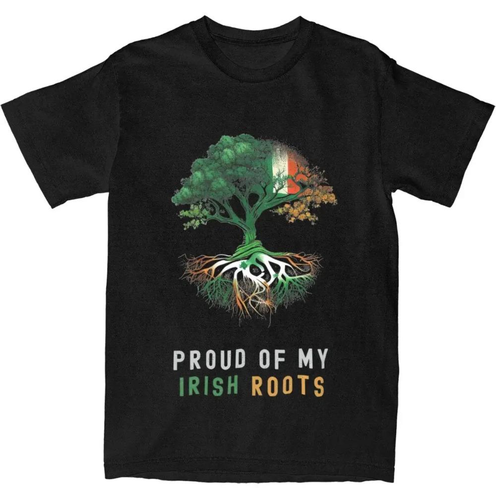 Novelty Proud Of My Irish Roots T-Shirts Men Women's  Ireland Flag Tees Shirt Birthday Present Clothes