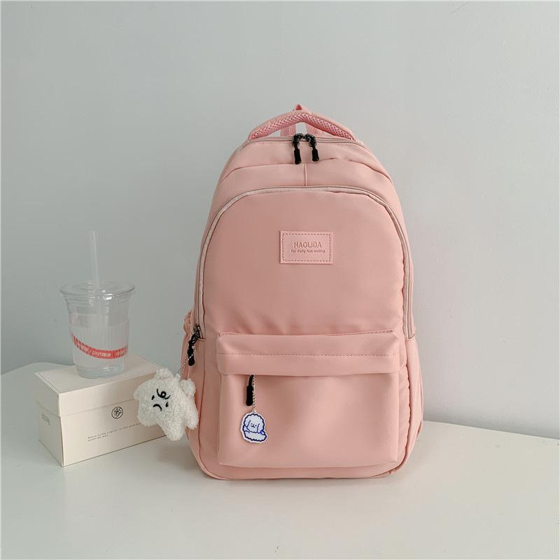 New Simple Solid Color Schoolbag Simple High School Student Junior High School Student Backpack Large Capacity Computer Backpack