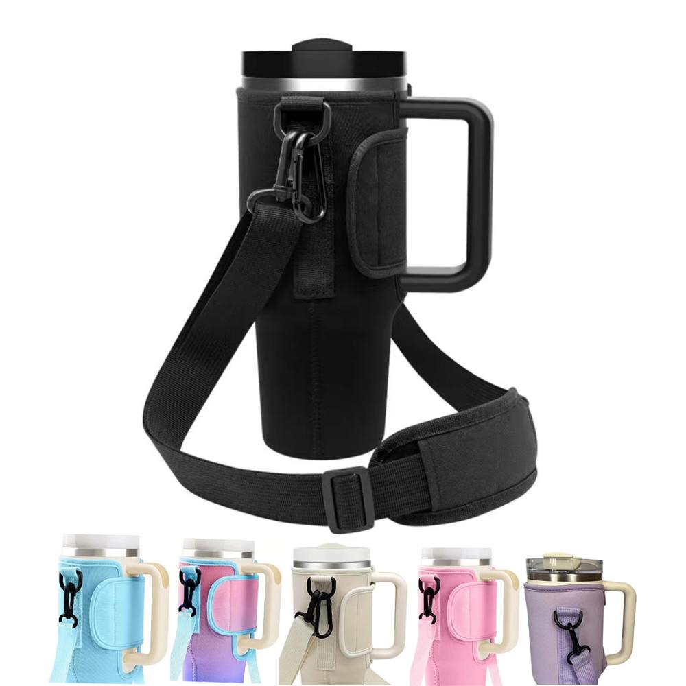 30/40OzWaterBottle Crossbody Bag Reusable Water Bottle Accessory Portable Water Bottle Cooler Bag with Adjustable Shoulder Strap