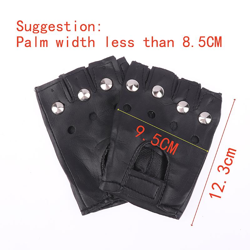 1 Pair Unisex Black Pu Leather Fingerless Gloves Female Half Finger Driving Women Men Sports Guantes Motor Punk Gloves