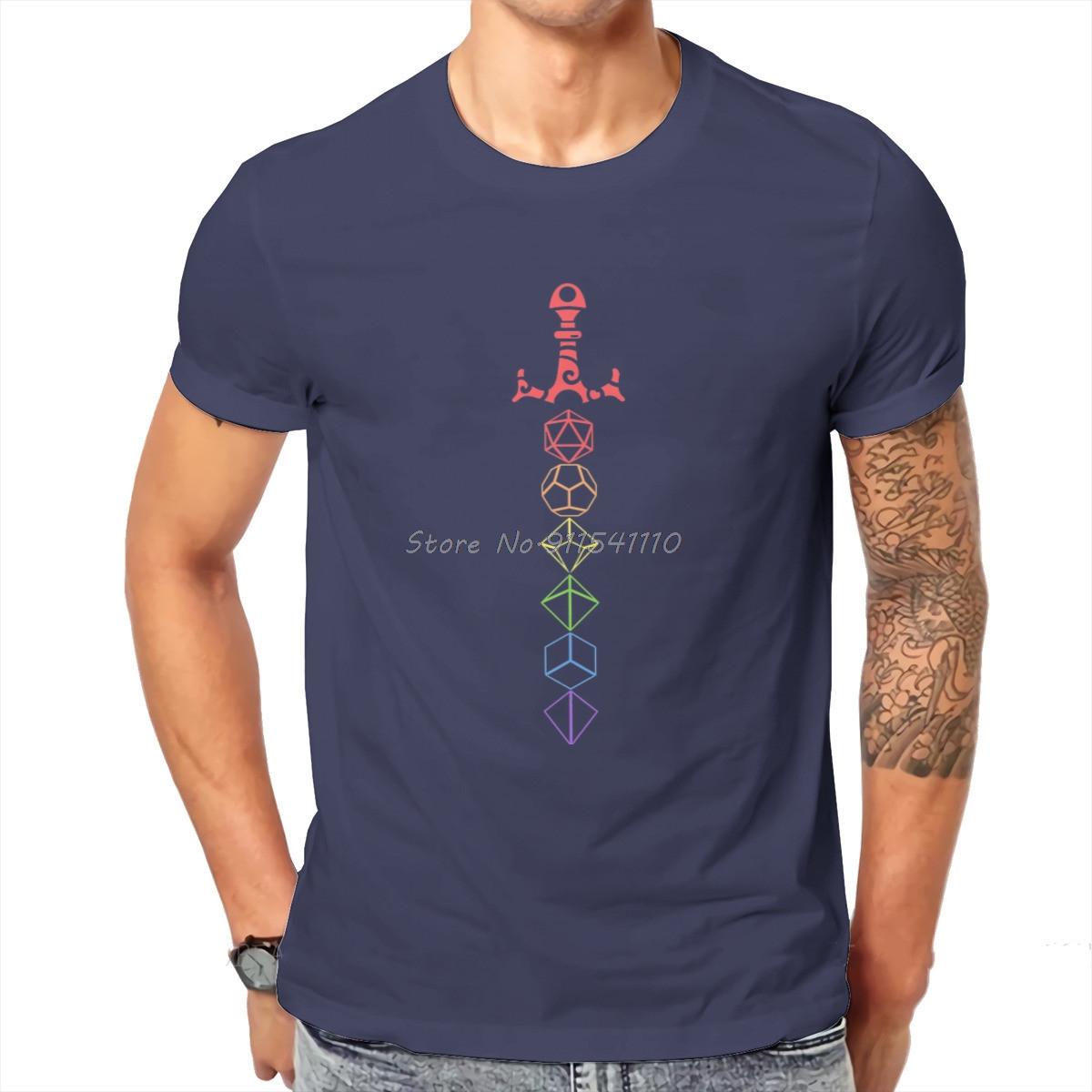 

Rainbow Dice Sword LGBT Table RPG Gaming Essential T Shirt Vintage Graphic Loose Cotton Men s Clothing Harajuku O-neck TShirt 4XL