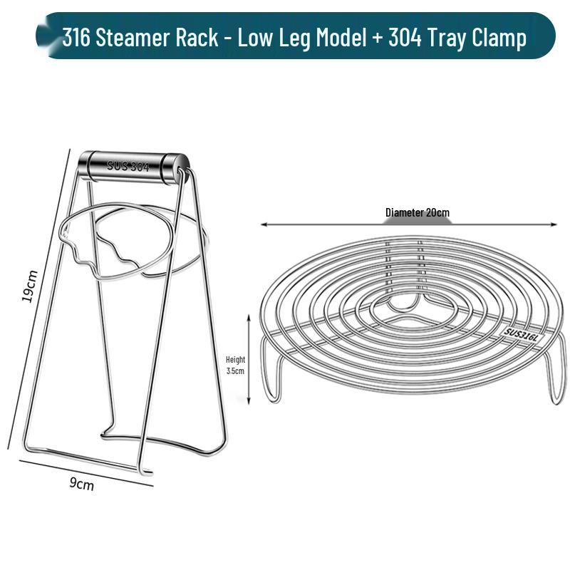 316 Stainless Steel Steamer Rack for Buns and Vegetables - Pressure Cooker Tray & Water Bath Separator