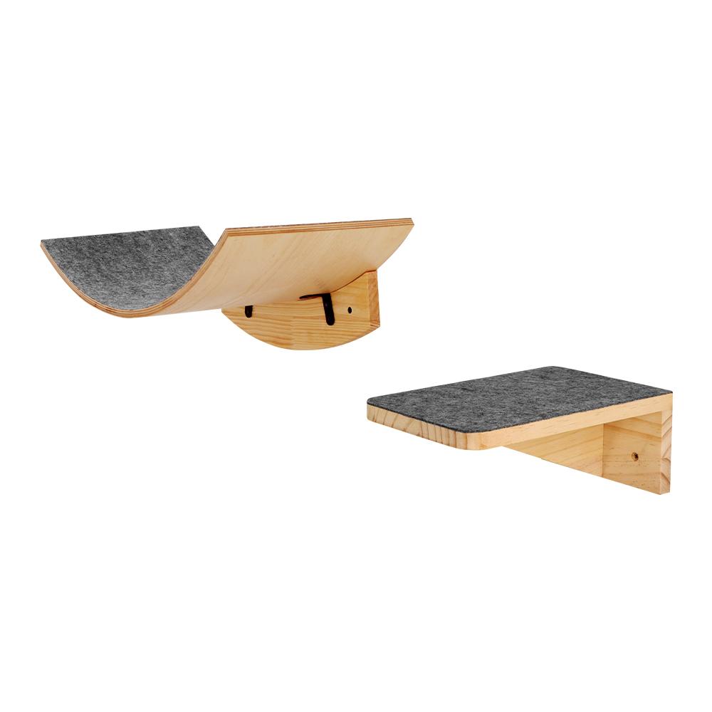 Wall Mounted Cat Climbing Shelves Hammock Wooden Cat Tree Tower Stairs House Cats Walk Playground Pet Furniture Accessories
