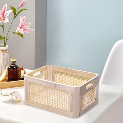 Desk Storage Basket Organizer Tray Home Wooden Desktop Box Drawer Bin for