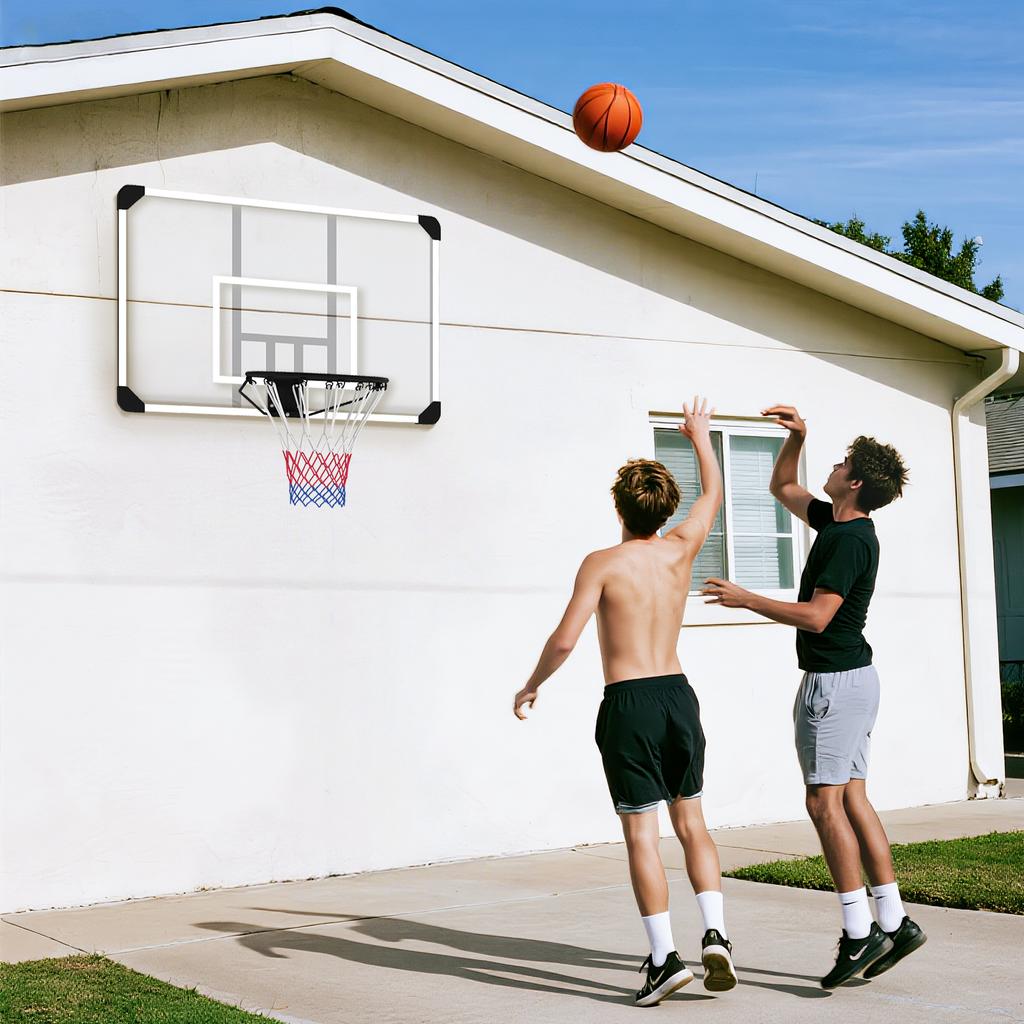 Basketballkorb, Bruchfeste Rückwand, Höhenverstellbar, Indoor & Outdoor, Stahlrahmen, Schwarz