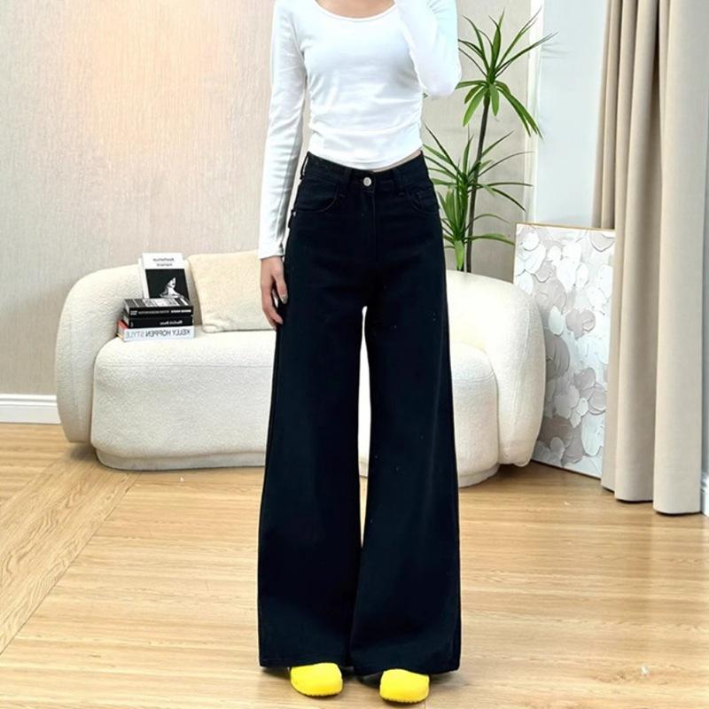 

High-waisted Black Micro Flare Jeans Women Fall Not Stick Leg Slim Drape Horseshoe Skinny Flared Pants Retro Street Style Baggy Long Jeans for Ladies 4XL