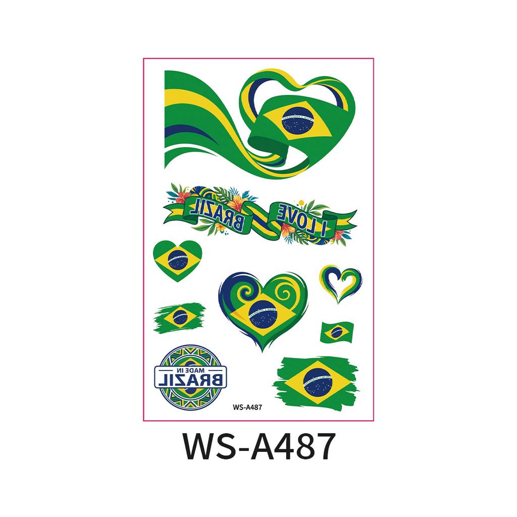 World Cup Argentina Belgium Fans Flag Face Sticker Waterproof Competition Game Tattoo Sticker
