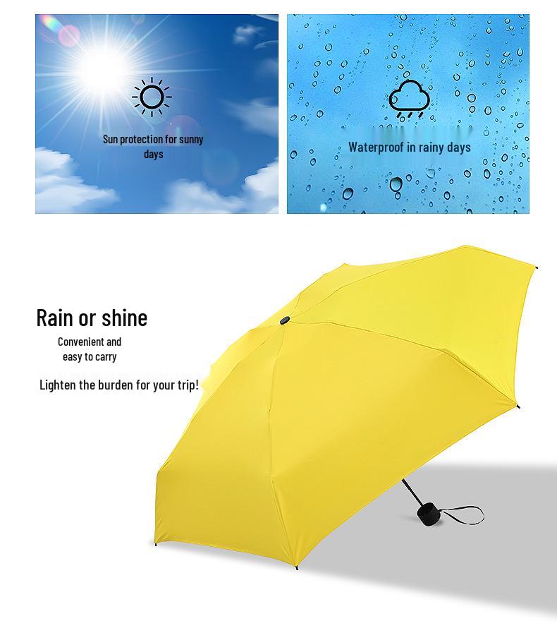 Kompakter UV-Schutz-Doppelnutzungs-Schirm für Sonne und Regen, Tragbarer Falt-Sonnenschirm mit aufgedrucktem Design