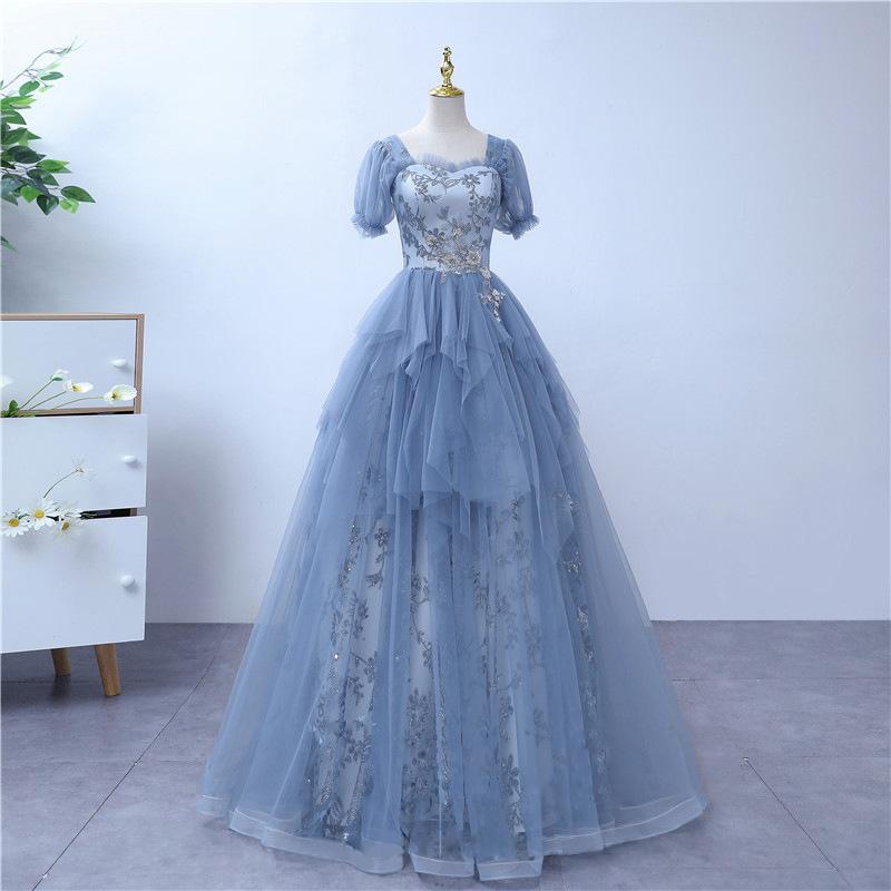 1011 New Performance Clothes Long Vocal Beauty Vocal Art Test Dress Host Annual Meeting Solo Evening Dress Fluffy Skirt