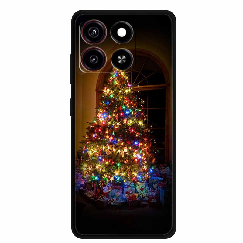 Christmas Cover For ZTE Blade A35 A55 Case Black Silicone Cases for ZTE Blade A55 Cartoon Santa Claus Christmas Tree Back Cover