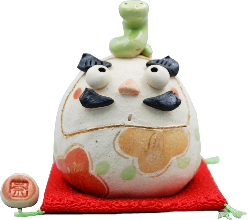 Yakushigama Nanohana Kiln Zodiac Lucky Riding a Daruma Doll 2025 Reiwa 7 Zodiac Snake New Year Ornament Auspicious Charm (Yakushigama) Snake, Snake,