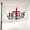 Isus Calea Adevărul Viața Steag Creștin 90x150 cm Interior Exterior Credință Peste Frică Banner Religios pentru Dormitor Biserică Grădină Decor