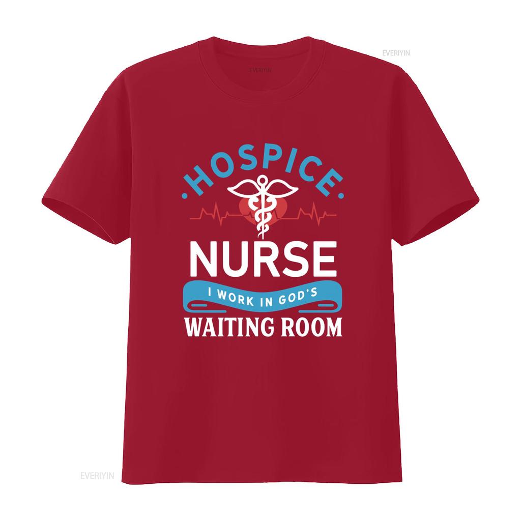 Hospice Nurse T Shirt I Work In Gods Waiting Room Design Medical Symbol Heartbeat Line Print Christian Apparel Vintage