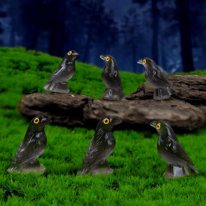 5/10Pcs Fake Bird Ghost Festival Halloween Decoration Simulation Resin Black Crow Halloween Miniature Black Crow Figurines Prop