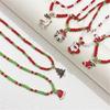 Fashion Cartoon Christmas Pendant Necklace Elegant Collar Necklace Choker Holiday Beaded Charm Neck Chain Party Jewelry