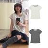 Women's Round Neck Short Sleeve Slim Fit Star Print Casual Cotton Tshirt Top