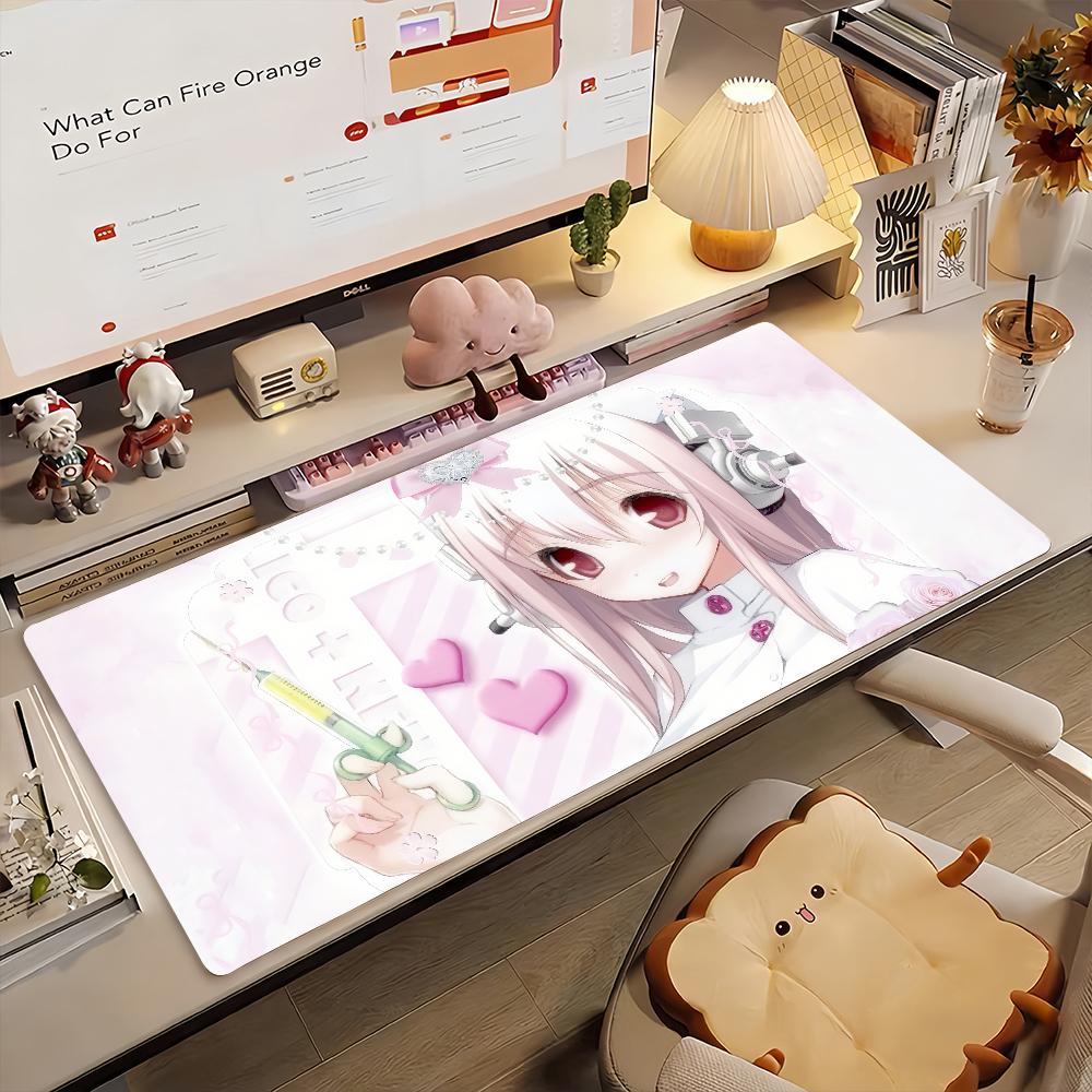 Gaming Mouse Pad Large Desk Mat Antislip Stitched Edges Stylish Nurse Anime Print Extended Keyboard Mat for Gamer Office