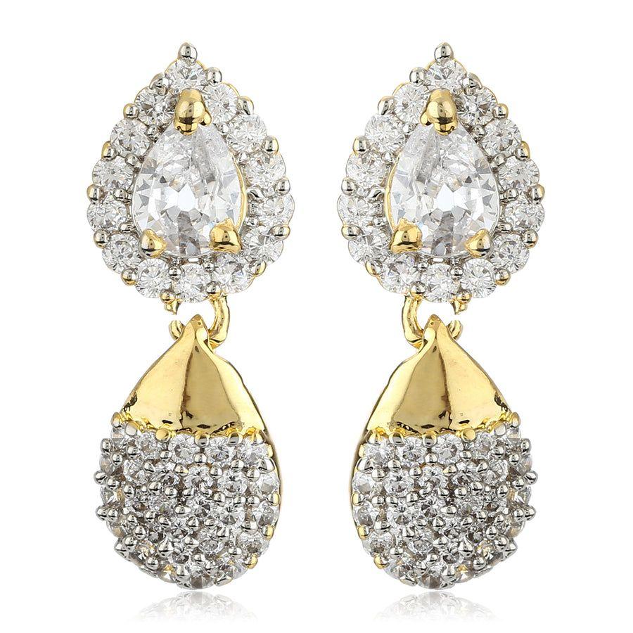 Elegant Estele Gold Plated Earrings with CZ and White Stones for Women