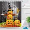 Halloween Pumpkins Shower Curtain Magic Hat Ghost Broom Bathroom Curtain Party Decor Bath Curtains Waterproof