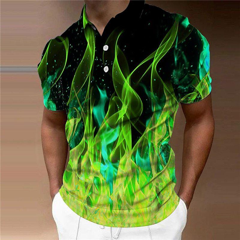 Herren Poloshirt Kurzarm 3D-Druck Oberteile Mode Polyester Atmungsaktiv Bequem Poloshirts