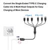 Type C Female to 6 in 1 Multi Charing Cable, Micro USB Splitter Cable 5V 3 in 1 Type C Extension Cord For Phone Tablet and More